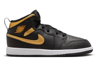 Pre-owned Jordan 1 Mid Sneakers In Black/white/metallic Gold In Multi