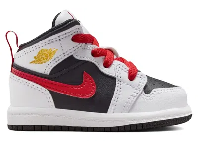 Pre-owned Jordan 1 Mid Sneakers In Black/white/speed Red