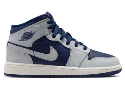 Pre-owned Jordan 1 Mid Sneakers In Blue Void/summit White/hot Lava