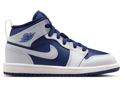 Pre-owned Jordan 1 Mid Sneakers In Blue Void/summit White/hot Lava