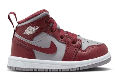 Pre-owned Jordan 1 Mid Sneakers In Cherrywood Red/cement Grey/white