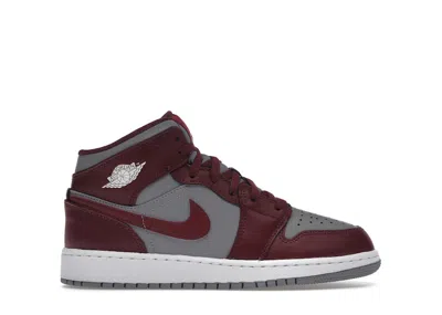 Pre-owned Jordan 1 Mid Sneakers In Cherrywood Red/white/cement Grey