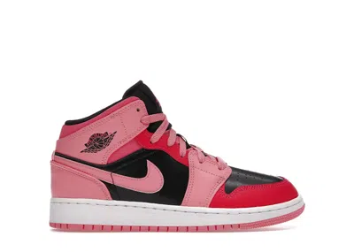 Pre-owned Jordan 1 Mid Sneakers In Coral Chalk/rush Pink/black In Multi