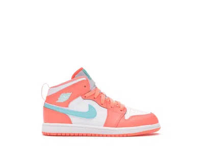 Pre-owned Jordan 1 Mid Sneakers In Crimson Pulse/light Aqua/white In Multi