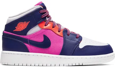 Pre-owned Jordan 1 Mid Sneakers In Fire Pink/barely Grape/hyper Crimson