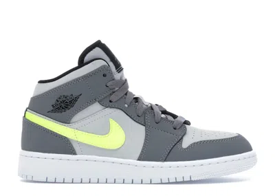 Pre-owned Jordan 1 Mid Sneakers In Gunsmoke/volt/neutral Grey In Multi