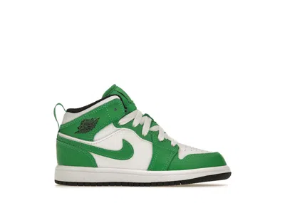 Pre-owned Jordan 1 Mid Sneakers In Lucky Green/black/white