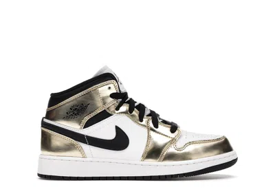 Pre-owned Jordan 1 Mid Sneakers In Metallic Gold/black/white