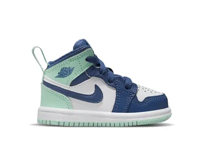Pre-owned Jordan 1 Mid Sneakers In Mystic Navy Blue/white/mint Foam
