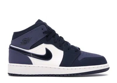 Pre-owned Jordan 1 Mid Sneakers In Obsidian/sanded Purple/white In Multi