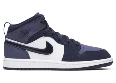 Pre-owned Jordan 1 Mid Sneakers In Obsidian/sanded Purple/white In Multi