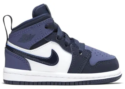 Pre-owned Jordan 1 Mid Sneakers In Obsidian/sanded Purple/white