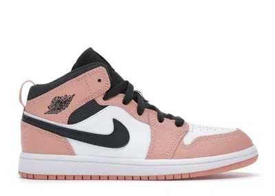 Pre-owned Jordan 1 Mid Sneakers In Pink Quartz/dark Smoke Grey/white