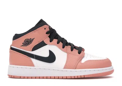 Pre-owned Jordan 1 Mid Sneakers In Pink Quartz/dark Smoke Grey/white