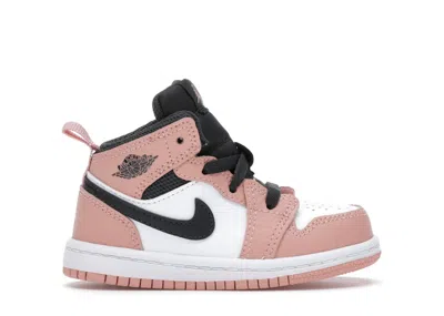 Pre-owned Jordan 1 Mid Sneakers In Pink Quartz/white/dark Smoke Grey