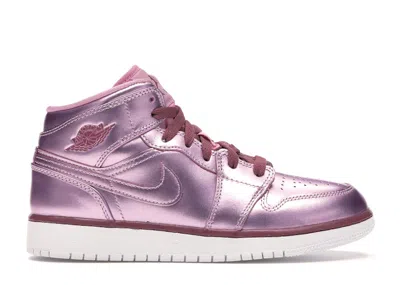 Pre-owned Jordan 1 Mid Sneakers In Pink Rise/white/noble Red In Multi