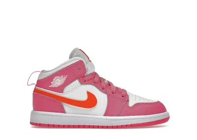 Pre-owned Jordan 1 Mid Sneakers In Pinksicle/safety Orange/white