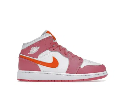 Pre-owned Jordan 1 Mid Sneakers In Pinksicle/safety Orange/white