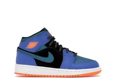 Pre-owned Jordan 1 Mid Sneakers In Racer Blue/green Abyss/black
