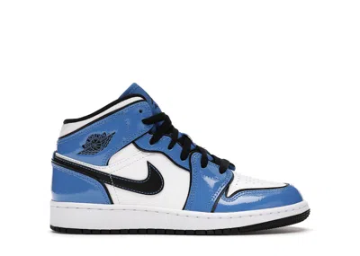 Pre-owned Jordan 1 Mid Sneakers In Signal Blue/black/white