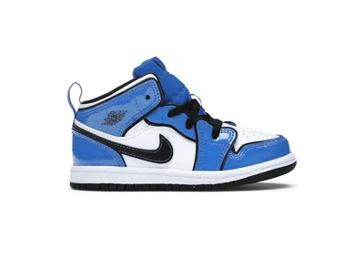 Pre-owned Jordan 1 Mid Sneakers In Signal Blue/black/white