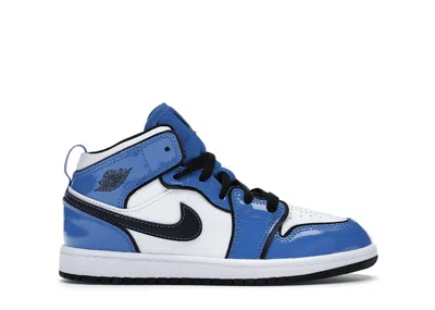 Pre-owned Jordan 1 Mid Sneakers In Signal Blue/black/white