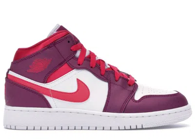 Pre-owned Jordan 1 Mid Sneakers In True Berry/rush Pink/white
