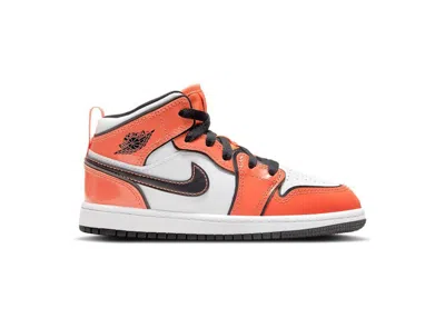 Pre-owned Jordan 1 Mid Sneakers In Turf Orange/black/white