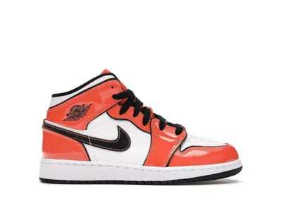 Pre-owned Jordan 1 Mid Sneakers In Turf Orange/black/white