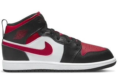 Pre-owned Jordan 1 Mid Sneakers In White/black/fire Red