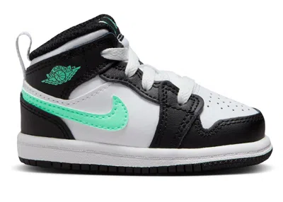 Pre-owned Jordan 1 Mid Sneakers In White/black/green Glow
