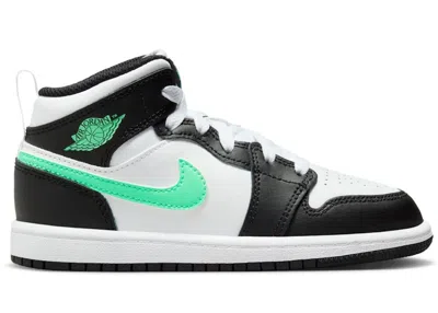 Pre-owned Jordan 1 Mid Sneakers In White/black/green Glow