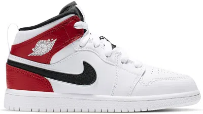 Pre-owned Jordan 1 Mid Sneakers In White/black/gym Red
