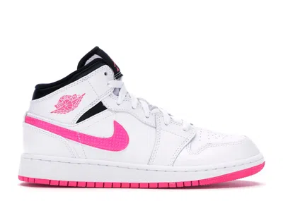 Pre-owned Jordan 1 Mid Sneakers In White/black/hyper Pink