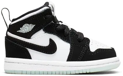 Pre-owned Jordan 1 Mid Sneakers In White/black/teal Tint