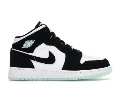 Pre-owned Jordan 1 Mid Sneakers In White/black/teal Tint