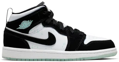 Pre-owned Jordan 1 Mid Sneakers In White/black/teal Tint