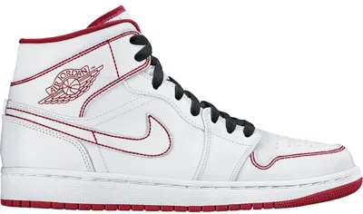 Pre-owned Jordan 1 Mid Sneakers In White/gym Red/black