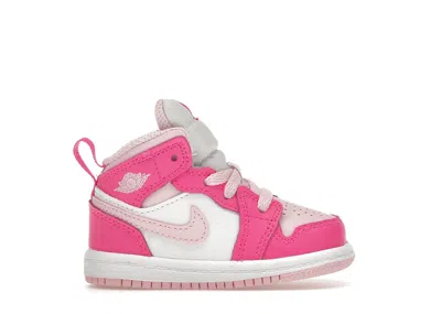 Pre-owned Jordan 1 Mid Sneakers In White/medium Soft Pink/fierce Pink