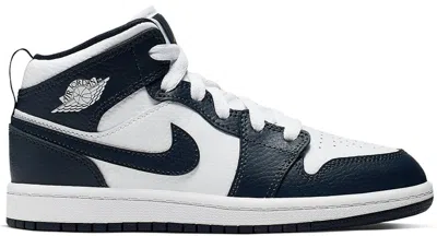 Pre-owned Jordan 1 Mid Sneakers In White/metallic Gold/obsidian In Multi