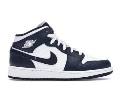 Pre-owned Jordan 1 Mid Sneakers In White/metallic Gold/obsidian