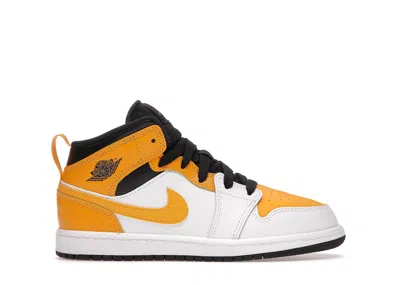 Pre-owned Jordan 1 Mid Sneakers In White/university Gold/black