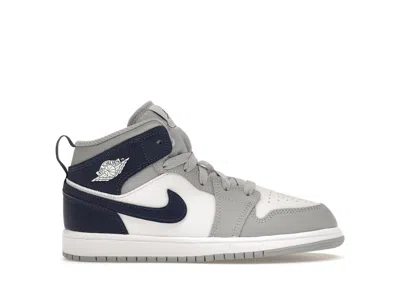 Pre-owned Jordan 1 Mid Sneakers In White/wolf Grey/midnight Navy Blue
