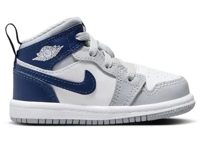 Pre-owned Jordan 1 Mid Sneakers In White/wolf Grey/midnight Navy Blue