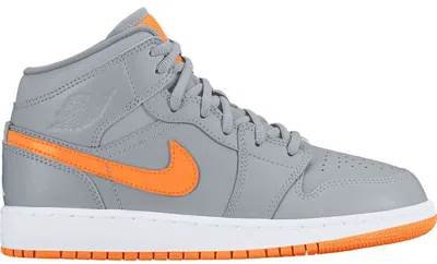 Pre-owned Jordan 1 Mid Sneakers In Wolf Grey/bright Citrus/white