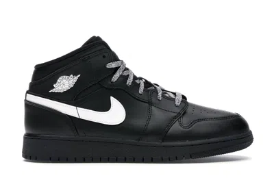 Pre-owned Jordan 1 Mid Speckle Sneakers In Black/white