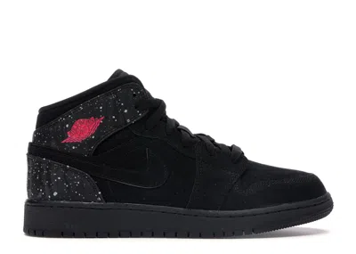 Pre-owned Jordan 1 Mid Splatter Sneakers In Black/rush Pink/white In Multi
