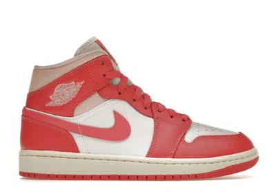 Pre-owned Jordan 1 Mid Strawberries And Cream (women's) Sneakers In White/sea Coral/atmosphere In Multi