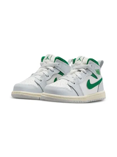 Jordan Babies'  1 Mid "summit White/pure Platinum/sail/pine Green" Sneakers