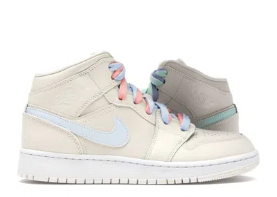Pre-owned Jordan 1 Mid Swoosh Sneakers In Phantom/igloo/purple Rise